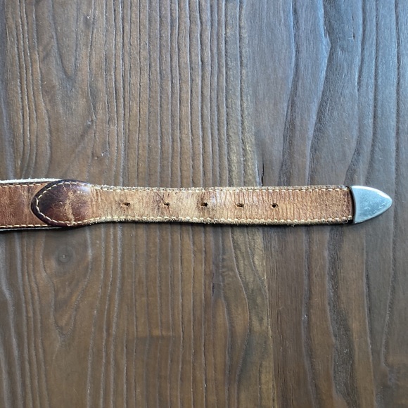 Mens distressed leather embroidered vintage sailfish fishing belt silver tip - Picture 8 of 8